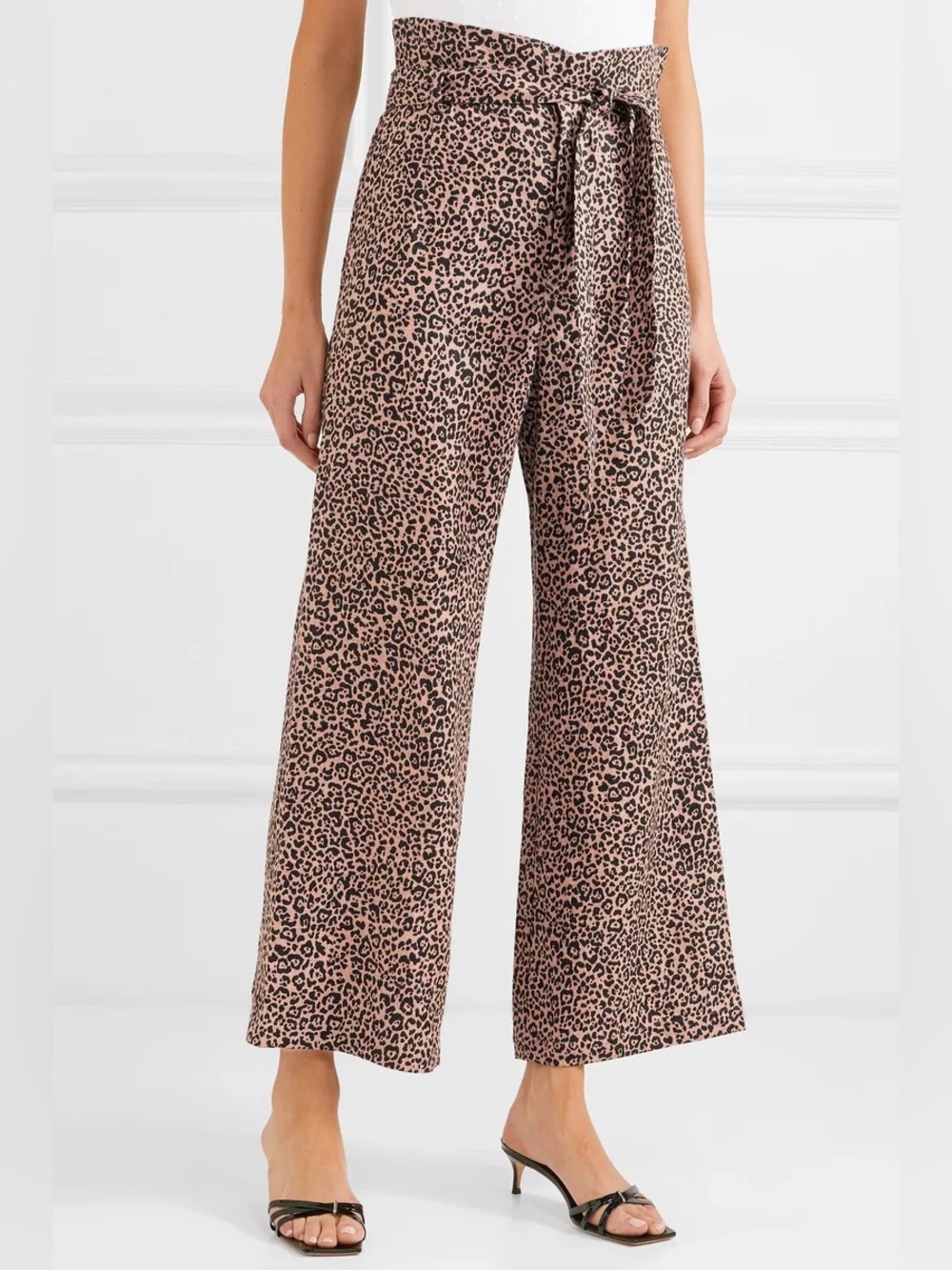 Reformation Leopard Wide-Leg 100% Linen Pants (4P)